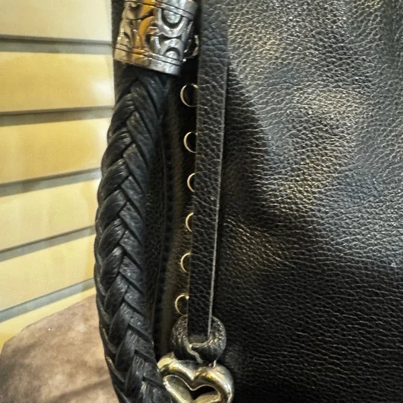 Brighton Pretty Tough Royce Black Leather‎ Studded Women's Bag